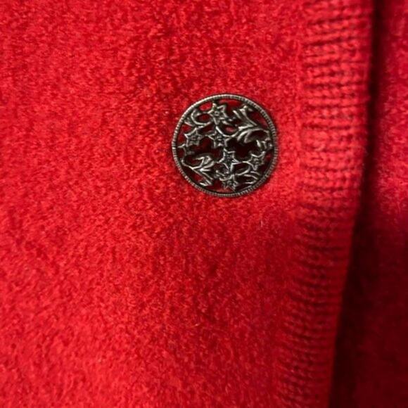 Requirements Vintage Red 100% Wool Floral Button Down Jacket Women's Size Large - Picture 5 of 8